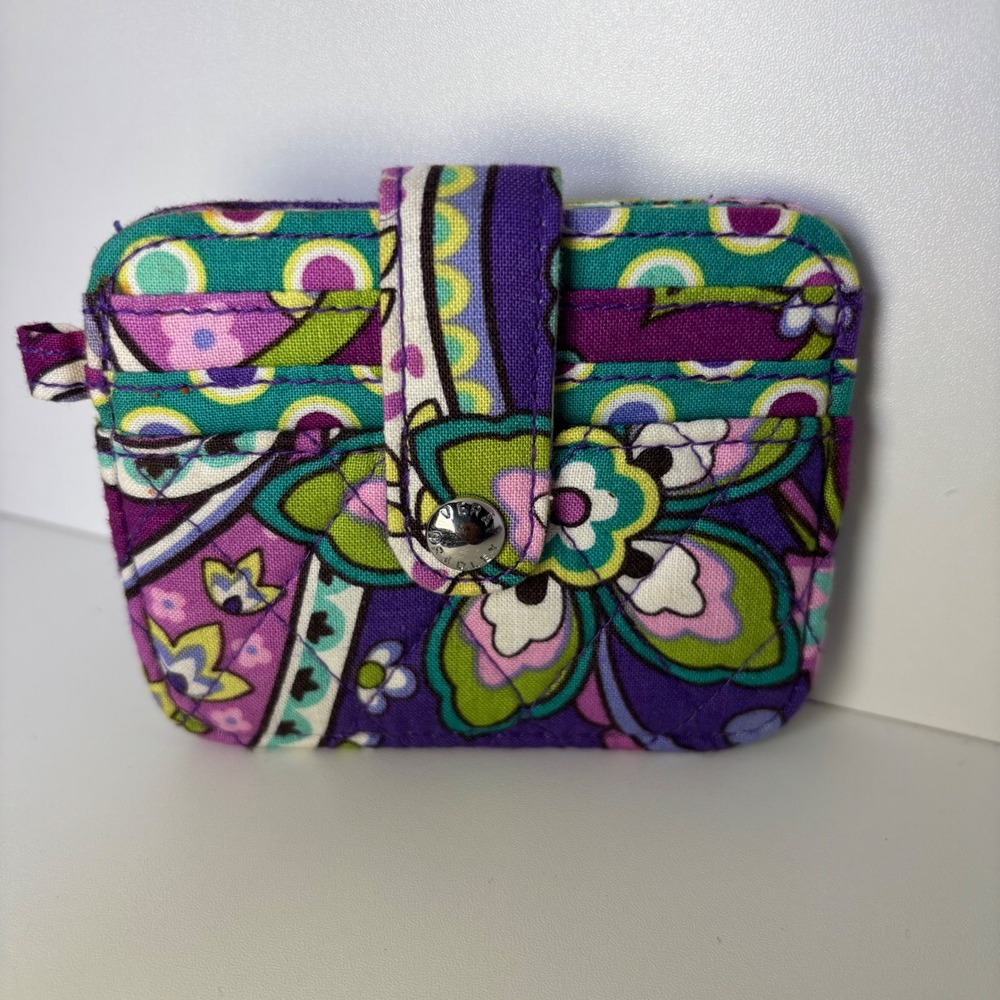 Vera Bradley floral multicolored pattern button wallet ID card holder multiple